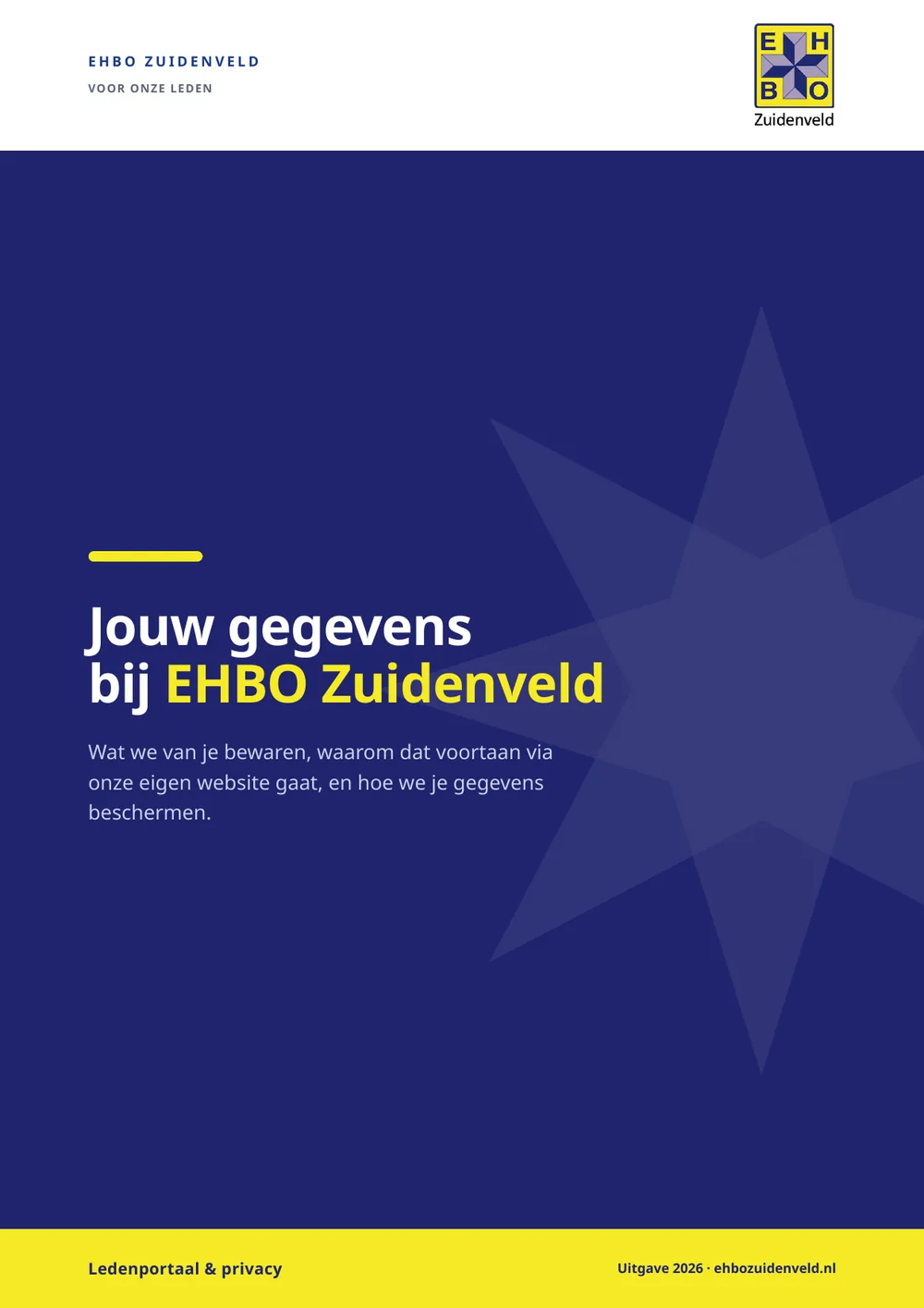 Omslag van de voorlichtingsbrochure in de huisstijl van de vereniging