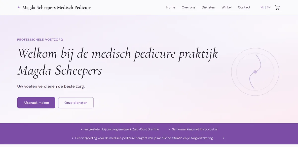 Publieke website van de praktijk